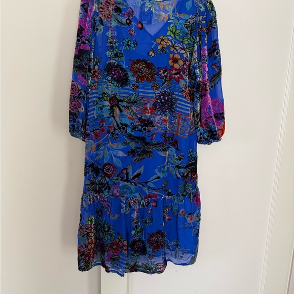 Floral Blue Johnny Was dress - Picture 9 of 10